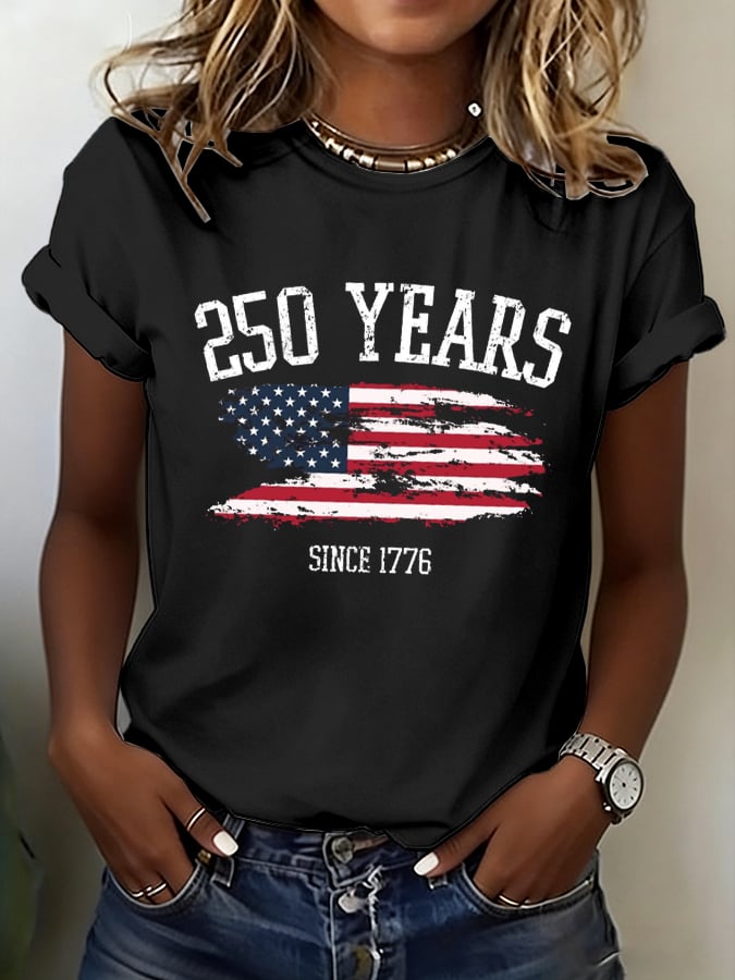 Women's 250th Anniversary National Flag Print Casual T-Shirt-America250