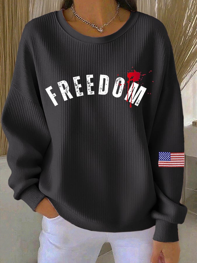 Women's Casual Freedom Faith Textured Sweatshirt-America250