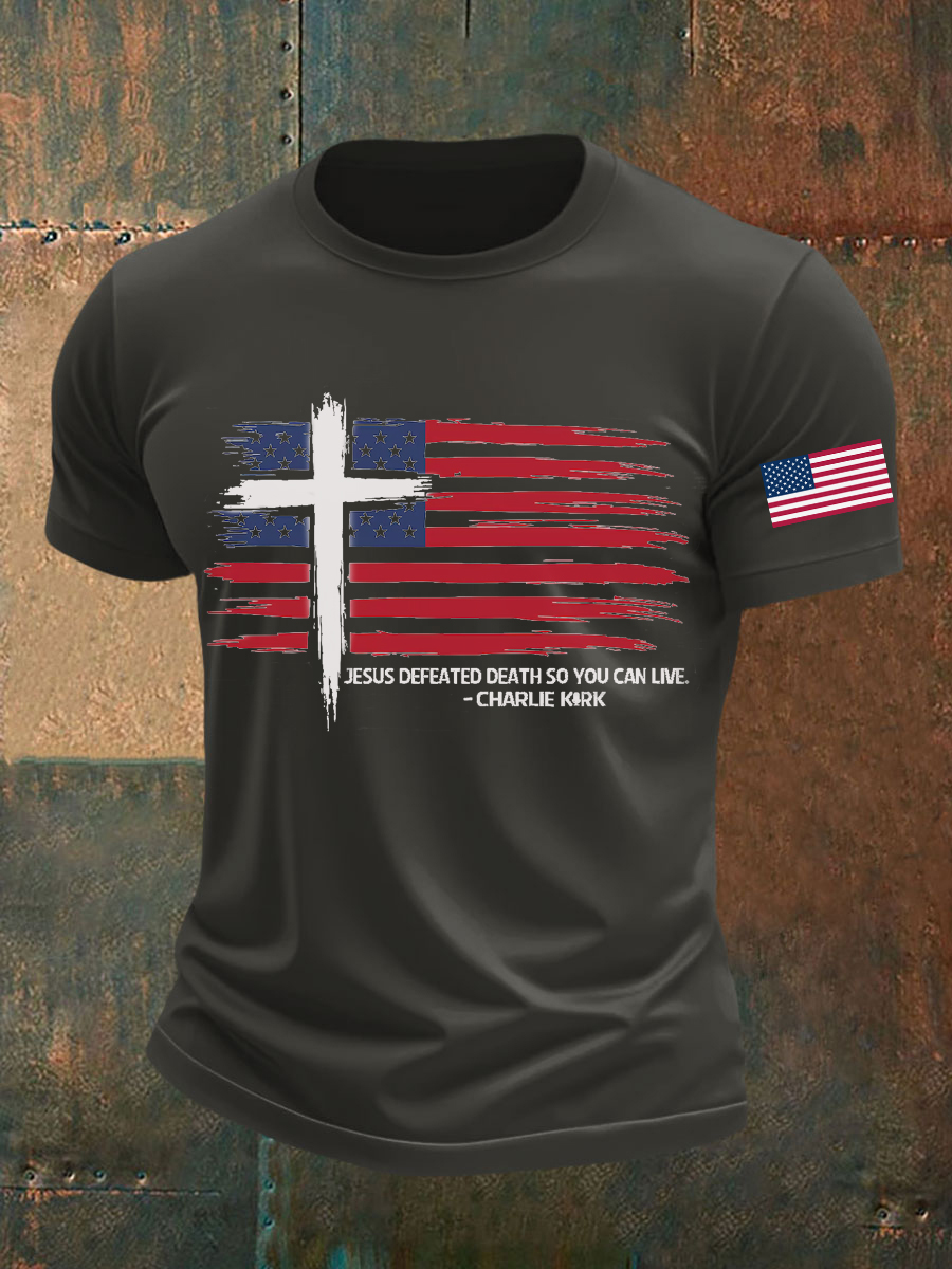 Men's Jesus Defeated Death So You Can Live C.K Printed T-shirt-America250