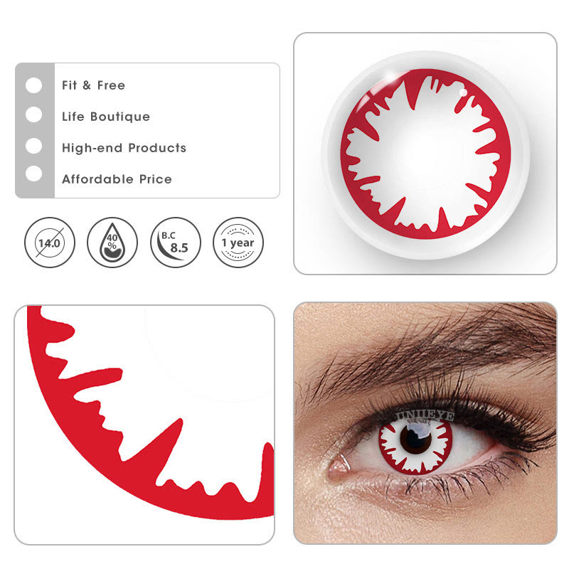 Uniieye Incubus Red Prescription Cosplay Colored Contact Lenses-UNIIEYE