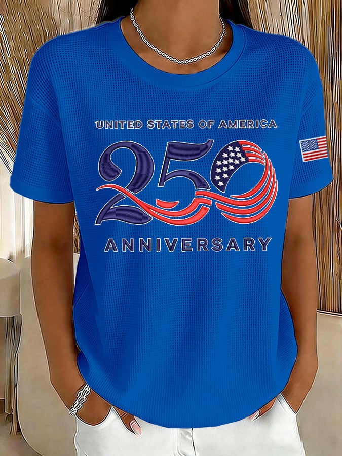 Women's 250 Years Print Waffle T-shirt-America250