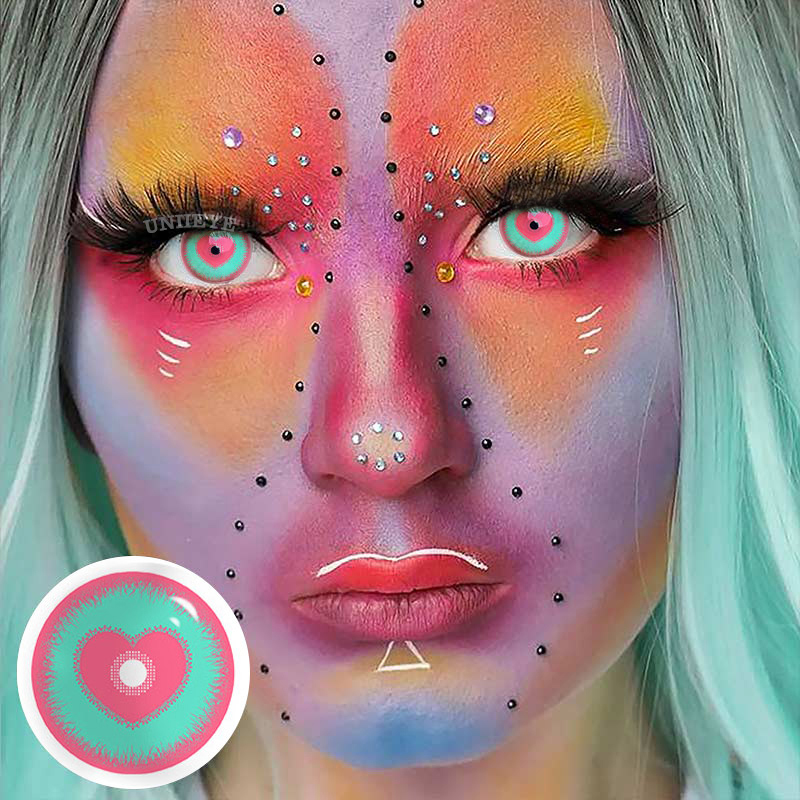 Uniieye Blind Minecraft Green Pink Prescription Cosplay Colored Contact Lenses-UNIIEYE