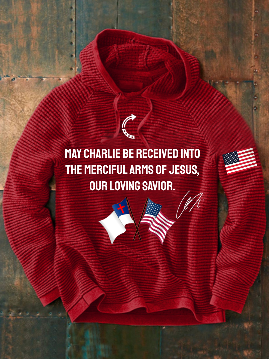 Men's "May Charlie be accepted into the compassionate arms of our loving Savior Jesus" C.K signed commemorative Sweater-America250