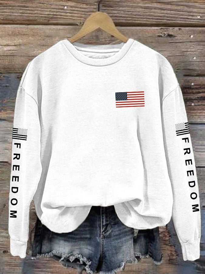 Women's Freedom American Flag Print Sweatshirt-America250