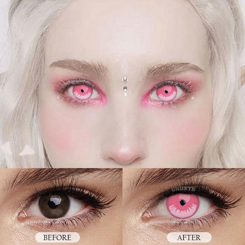 Uniieye Blind Kamado Nezuko Prescription Cosplay Colored Contact Lenses-UNIIEYE