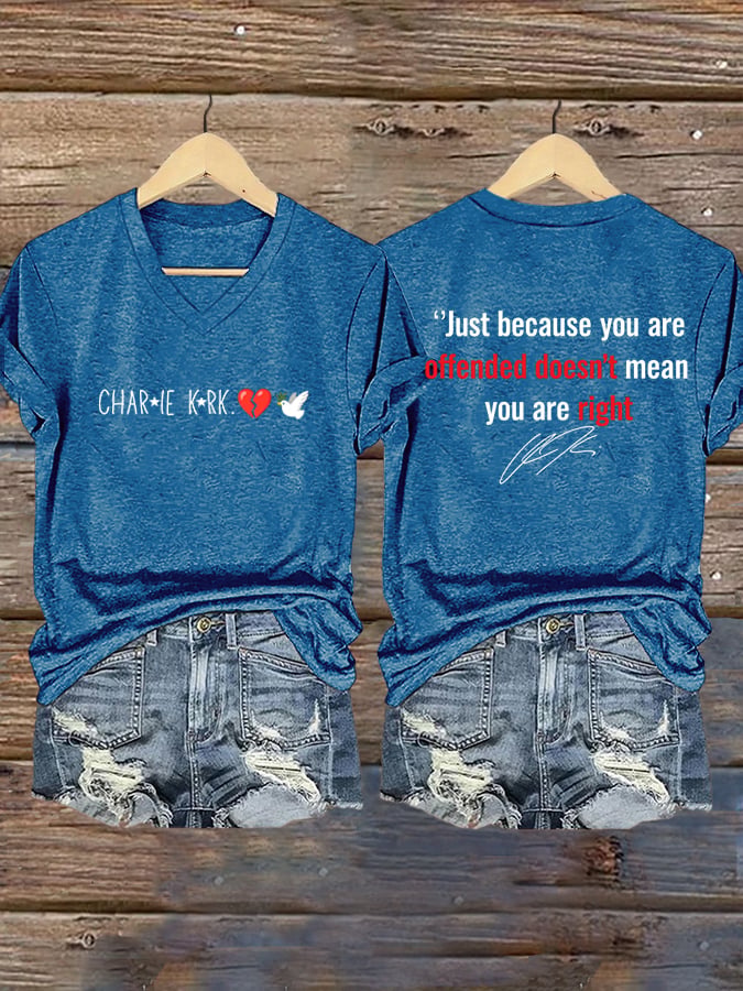 Women's Hot Spot Print V Neck T-shirt-America250