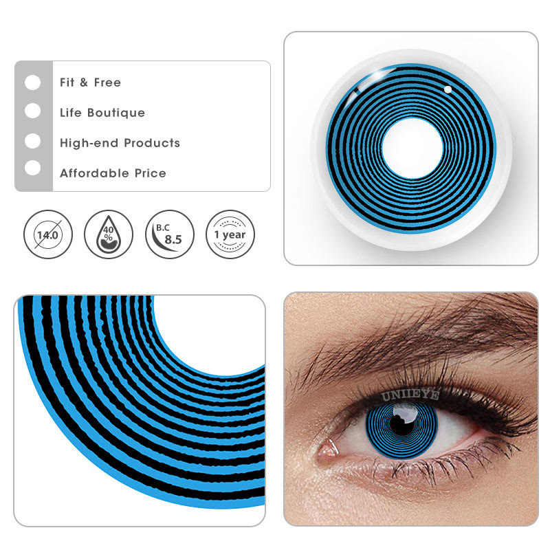 Uniieye Blue Swirl Prescription Cosplay Colored Contact Lenses-UNIIEYE