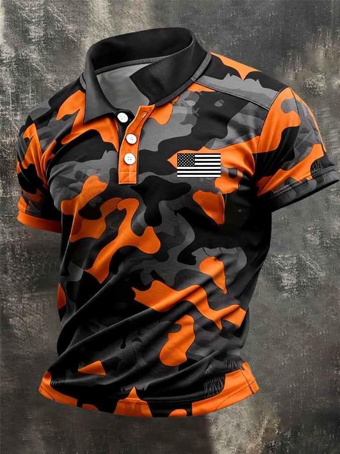 Men's Retro Patriot Camouflage Patchwork T-shirt-America250