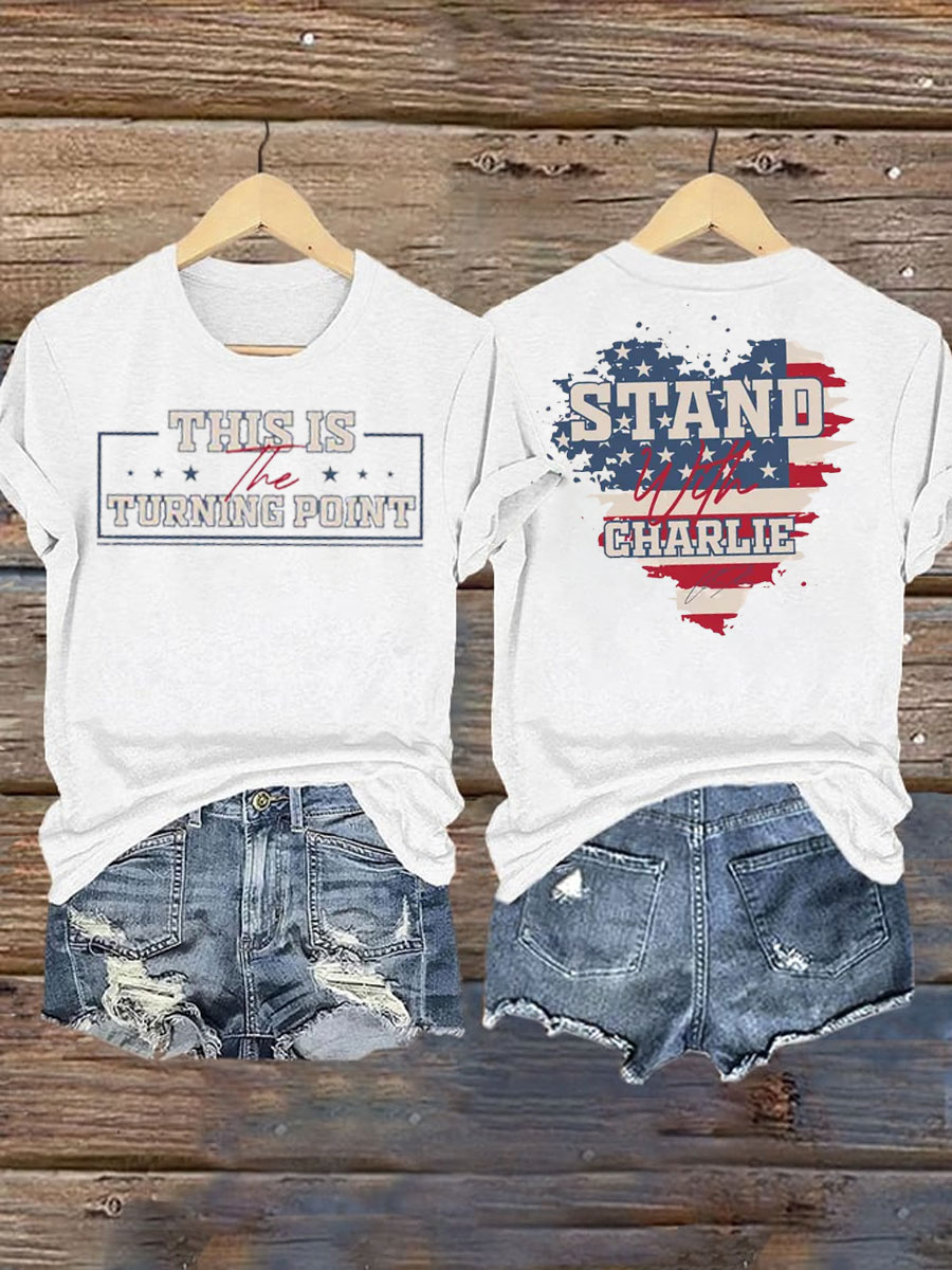 Women's C.K TP Iron On Short Sleeve T-Shirt-America250