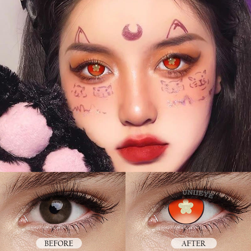 Uniieye Blind Hutao Red Cosplay Colored Contact Lenses-UNIIEYE