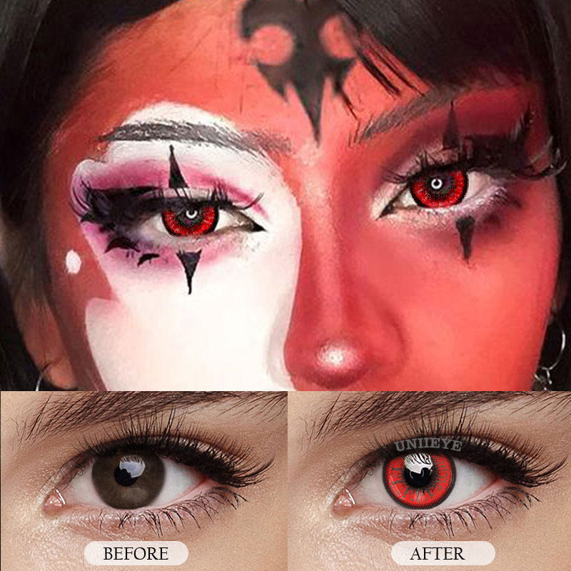 Uniieye Red Prescription Cosplay Colored Contact Lenses-UNIIEYE