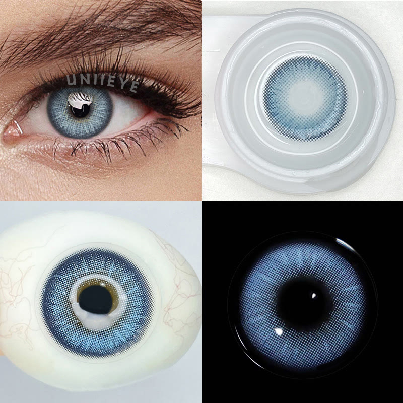 Uniieye Y2K Boho Blue Prescription Men Colored Contact Lenses