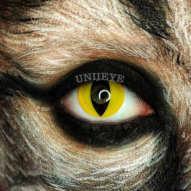 Uniieye Yellow Cat Eyes Prescription Cosplay Colored Contact Lenses-UNIIEYE