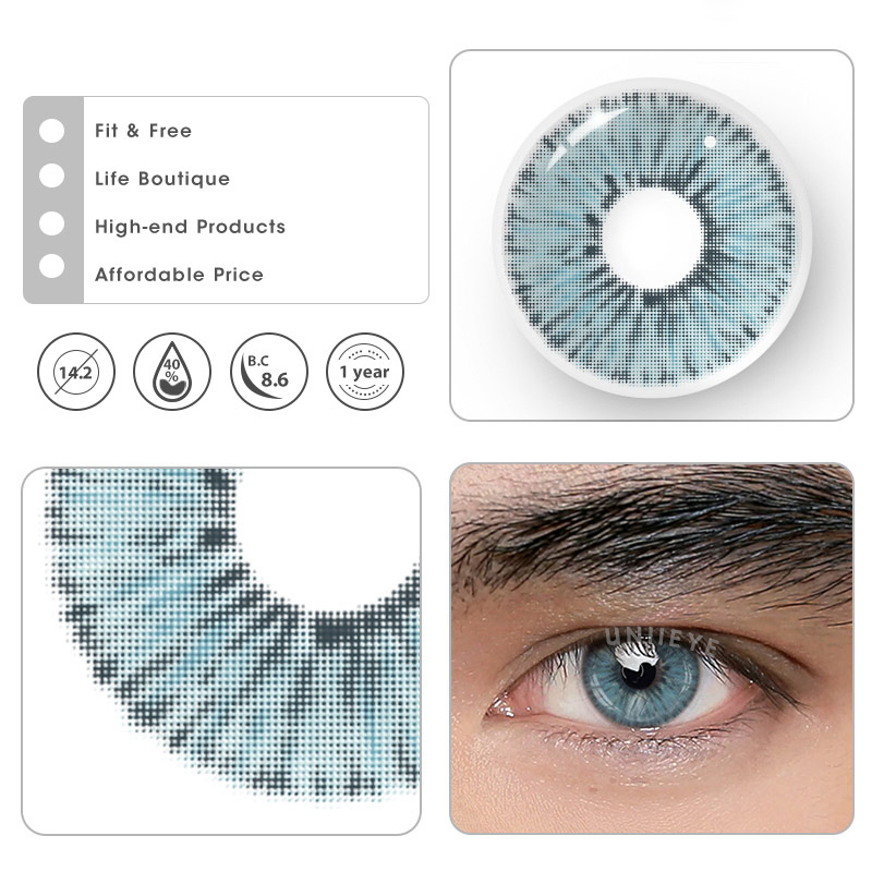 Uniieye Van Gogh Blue Prescription Men Colored Contact Lenses