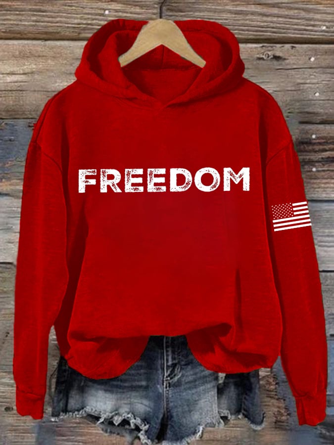 Women's freedom Print Casual Hoodie Sweatshirt-America250