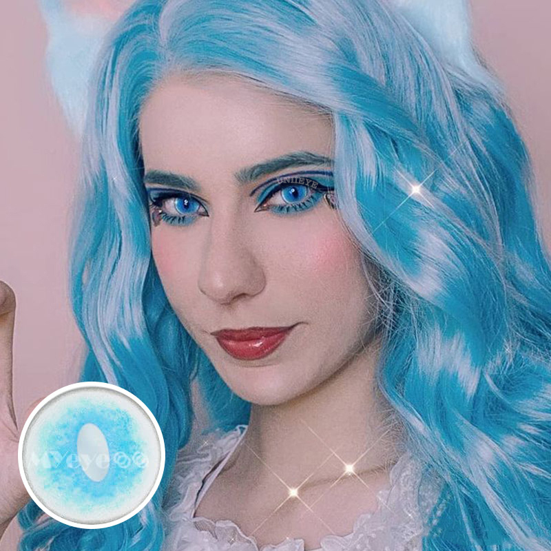 Uniieye Blind Ragdoll Cat Blue Prescription Cosplay Colored Contact Lenses-UNIIEYE