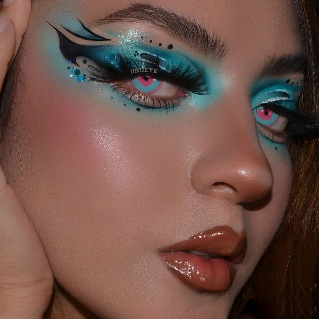 Uniieye Blind Minecraft Green Pink Prescription Cosplay Colored Contact Lenses-UNIIEYE