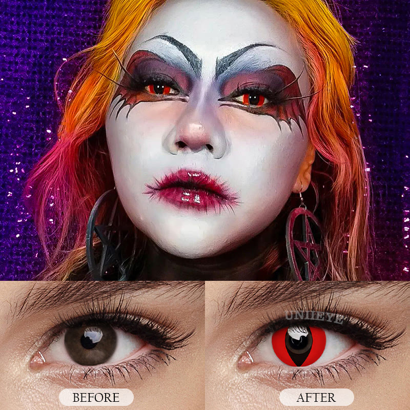 Uniieye Red Cat Eyes Cosplay Colored Contact Lenses-UNIIEYE