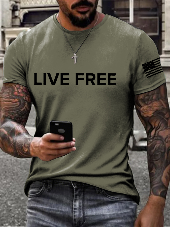 Men's Live Free Printed T-shirt-America250