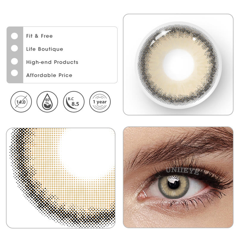 Uniieye Fox's Eye Brown Prescription Colored Contact Lenses-UNIIEYE