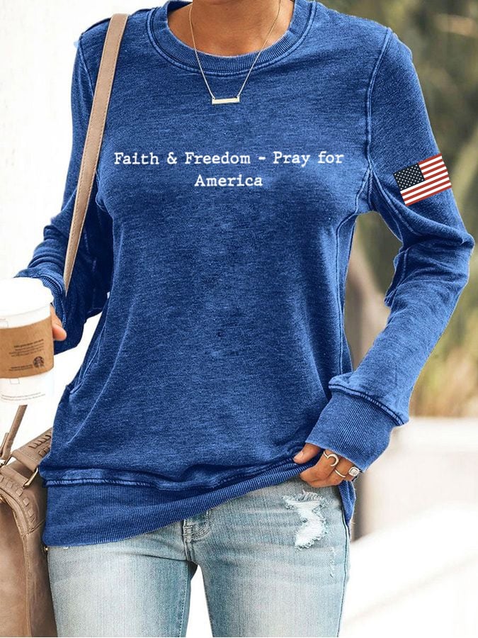 Women's Faith&Freedom Pray for America Print Sweatshirt-America250