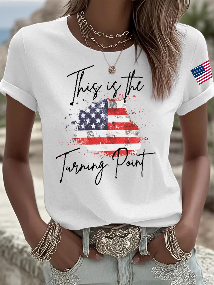 Women's C.K TP Iron On Short Sleeve T-Shirt-America250