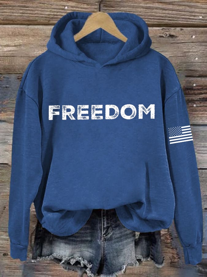 Women's freedom Print Casual Hoodie Sweatshirt-America250
