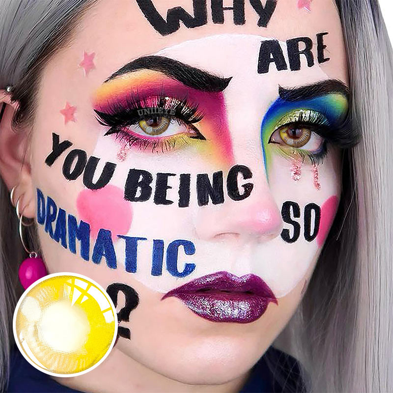 Uniieye Anime Tear Yellow Prescription Cosplay Colored Contact Lenses-UNIIEYE