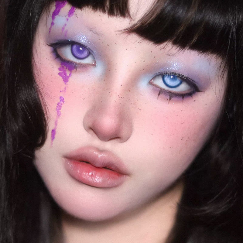 Uniieye Cyber Mesh Blue Prescription Cosplay Colored Contact Lenses | 6 Months-UNIIEYE