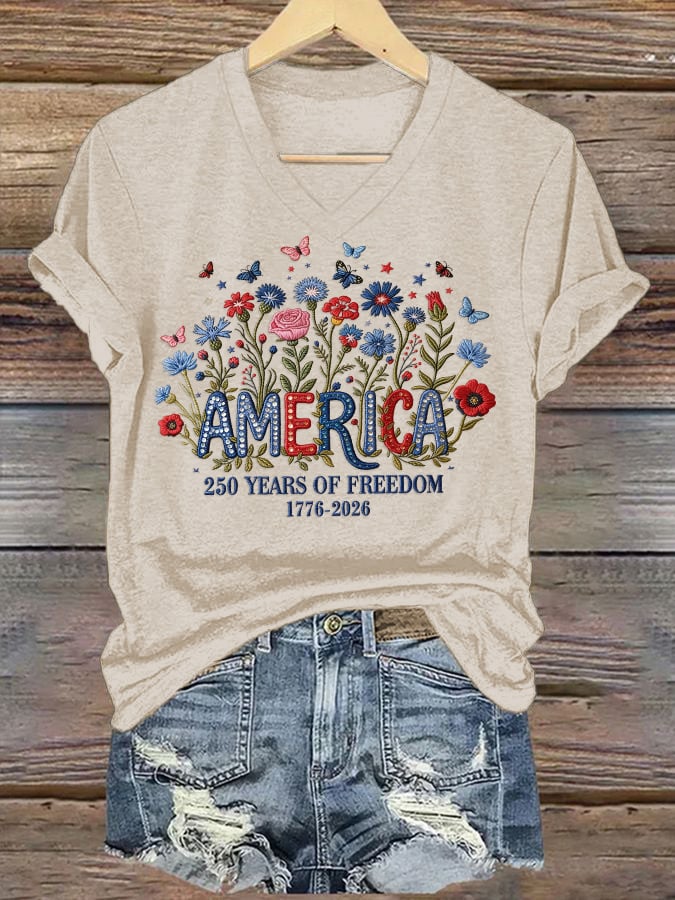 Women's casual retro American 250th  T-shirt-America250