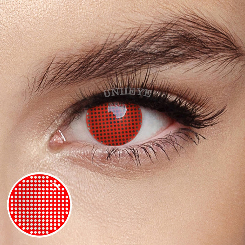 Uniieye Blind Red Mesh Cosplay Colored Contact Lenses-UNIIEYE