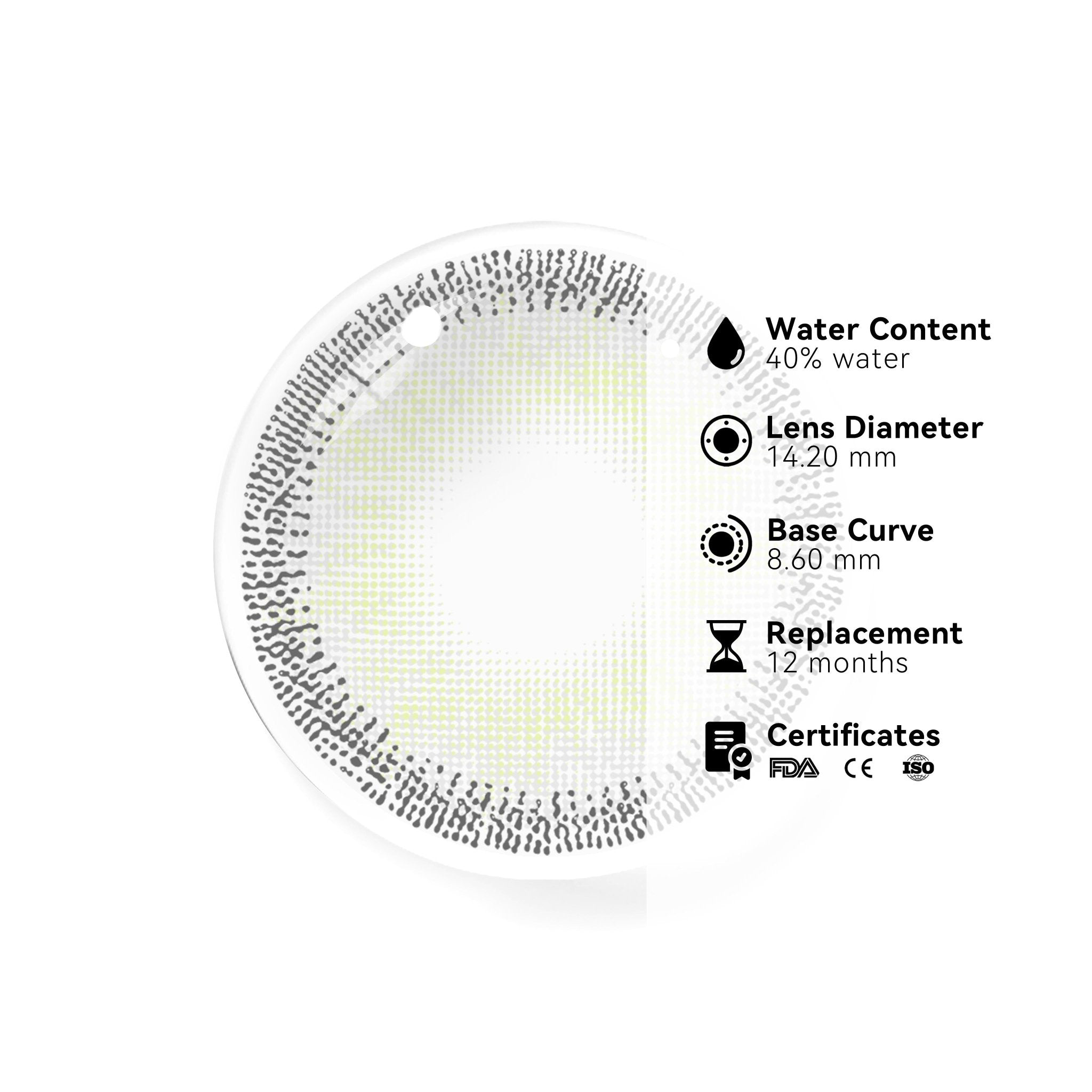 UNIIEYE Athena Sugar Grey Natural Yearly Colored Contacts