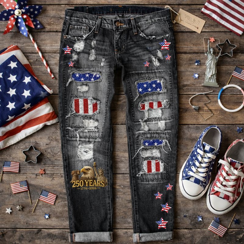 Women's US 250th Anniversary Print Casual Jeans-America250