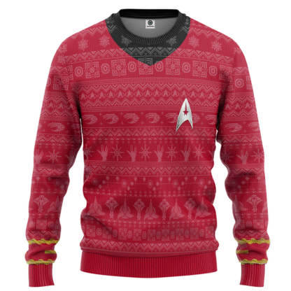 3D S.T The Original Series 1966 1969 Red Ugly Christmas Ugly Sweater