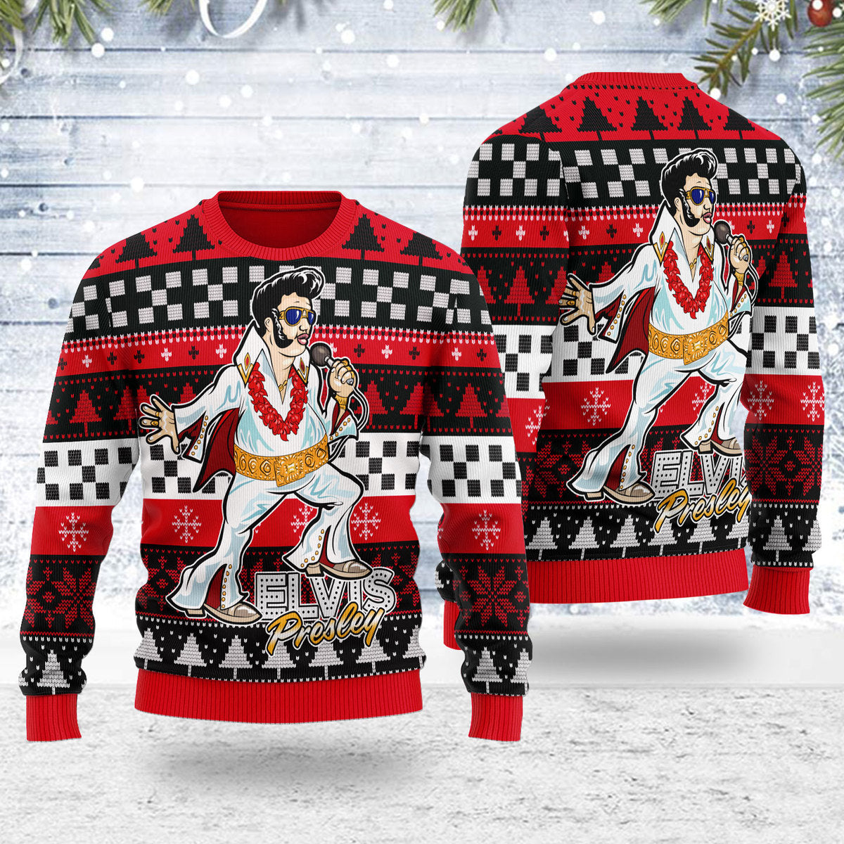 Gearhomie Elvis Fatley Meme Christmas Ugly Sweatshirt