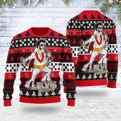 Gearhomie Elvis Fatley Meme Christmas Ugly Sweatshirt