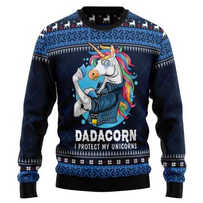 Dadacorn Protector Of My Unicorns – Ugly Christmas Sweatshirt