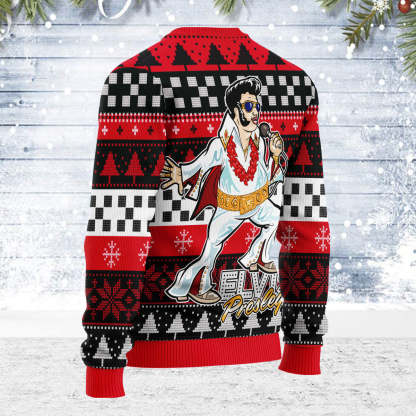 Gearhomie Elvis Fatley Meme Christmas Ugly Sweatshirt