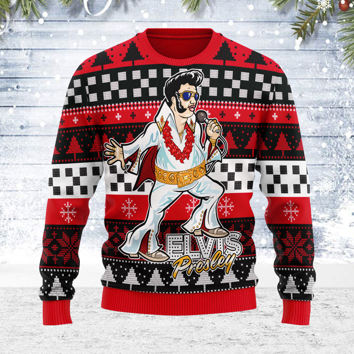 Gearhomie Elvis Fatley Meme Christmas Ugly Sweatshirt