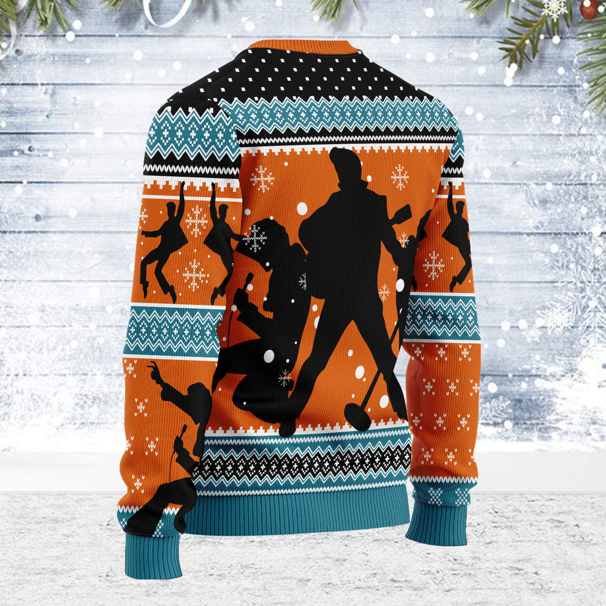 Gearhomie Who is Listening to Elvis Presley Christmas Ugly Sweater