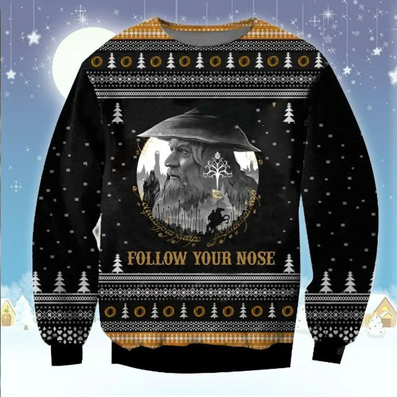 Fantasy Funny Movie Follow Your Nose Christmas Ugly Sweatshirt