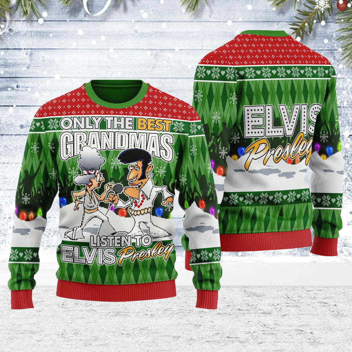 Only the Best Grandmas Listen to Elvis Presley Christmas Ugly Sweatshirt
