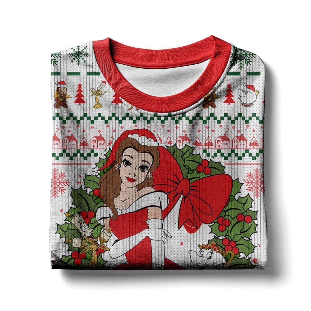 Bella Beauty and the Beast Disney Princess Christmas Ugly Sweater