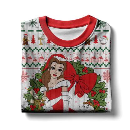 Bella Beauty and the Beast Disney Princess Christmas Ugly Sweater