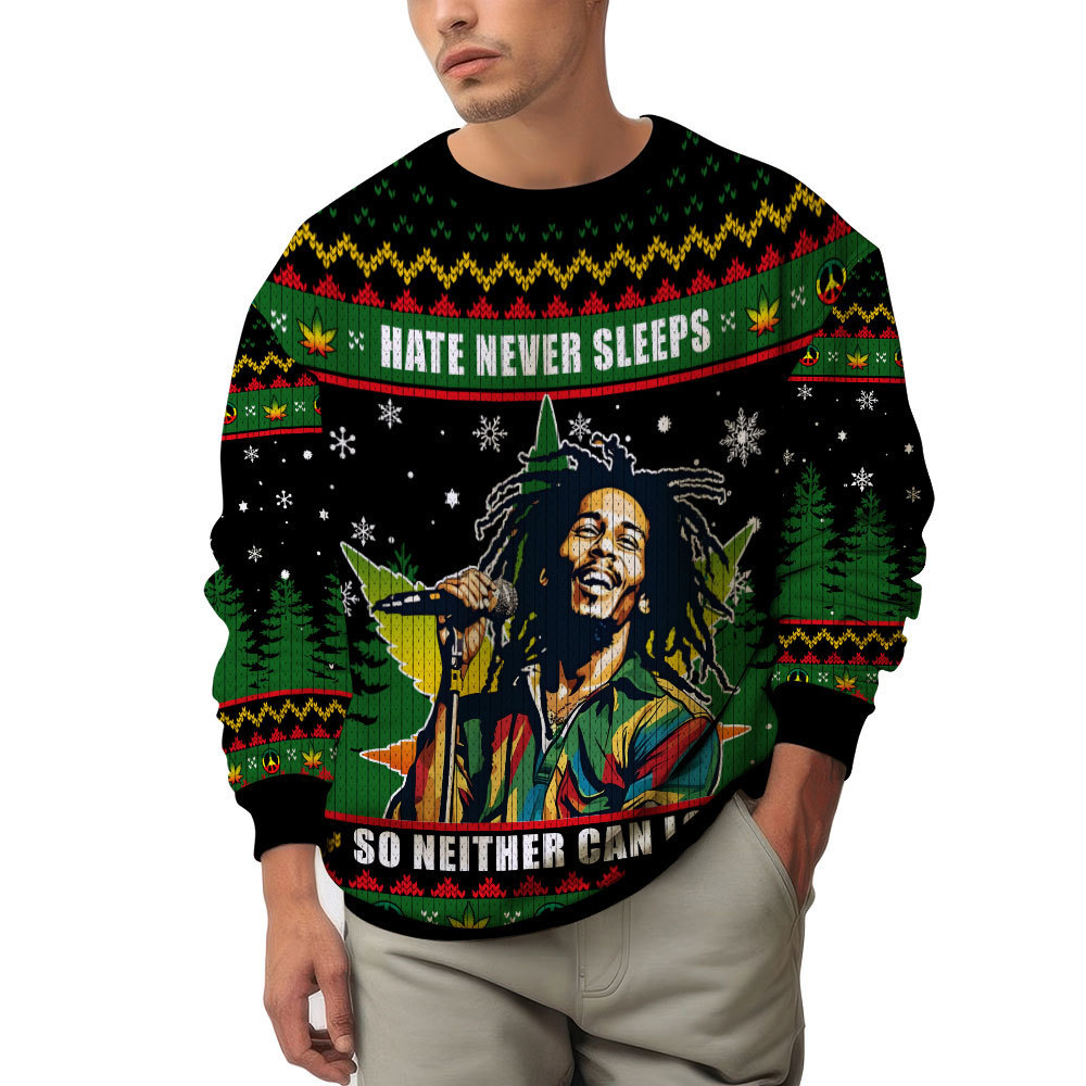 Bob Marley 420 “Hate never sleeps so neither can love�?Ugly Sweater
