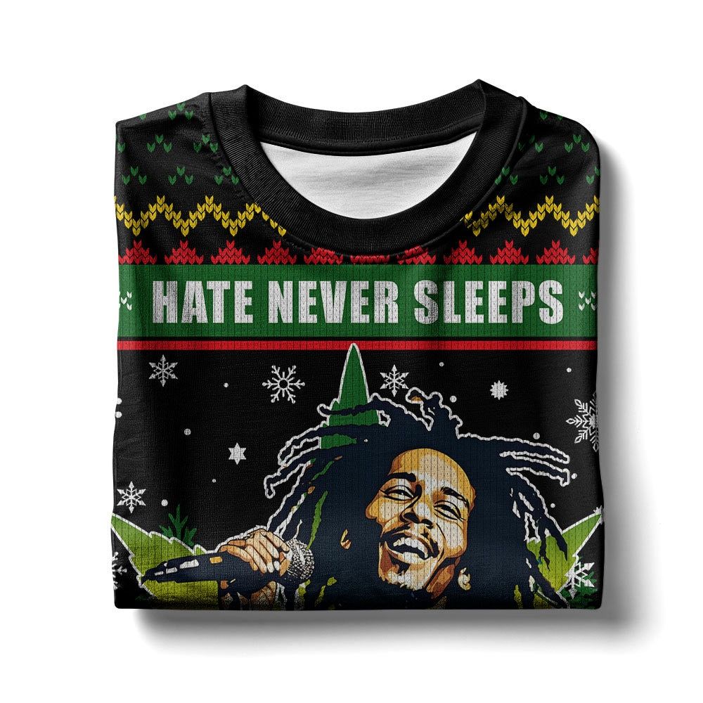 Bob Marley 420 “Hate never sleeps so neither can love�?Ugly Sweater
