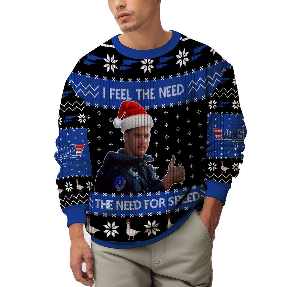 Goose Top Gun, I feel the need the need for speed Christmas Ugly Sweater