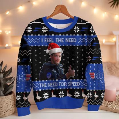 Goose Top Gun,  I feel the need the need for speed  Christmas Ugly Sweater