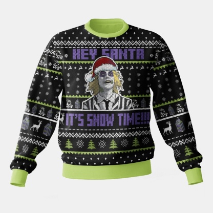 Beetlejuice  It Snow Time  Christmas Ugly Sweater