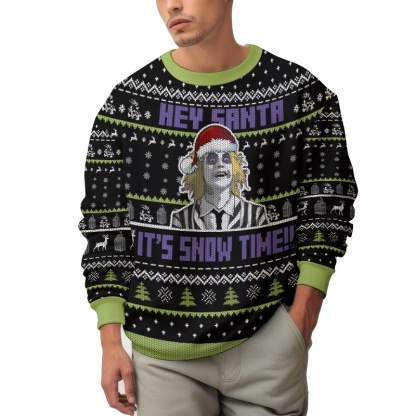 Beetlejuice  It Snow Time  Christmas Ugly Sweater